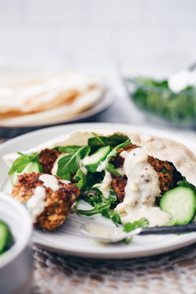 falafel pita on a plate